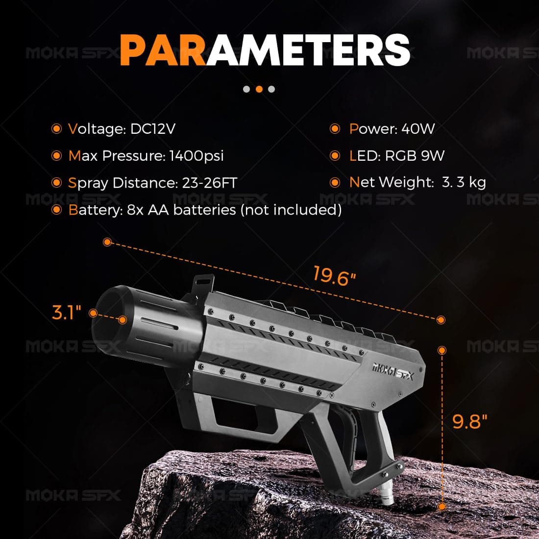 Cañón de CO2 MOKA SFX portátil con luces LED Máquina de - Imagen 4