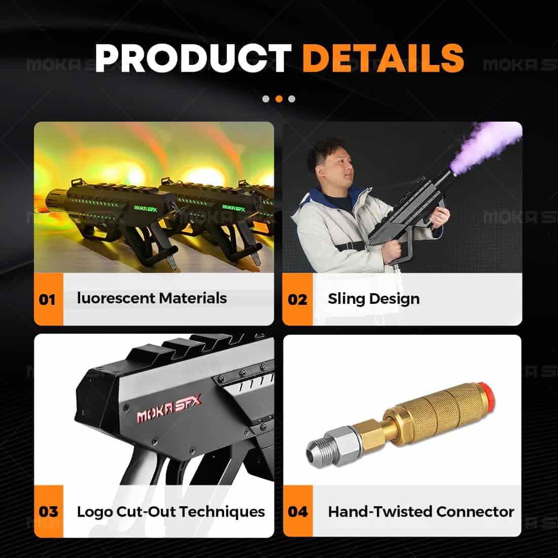 Cañón de CO2 MOKA SFX portátil con luces LED Máquina de - Imagen 9