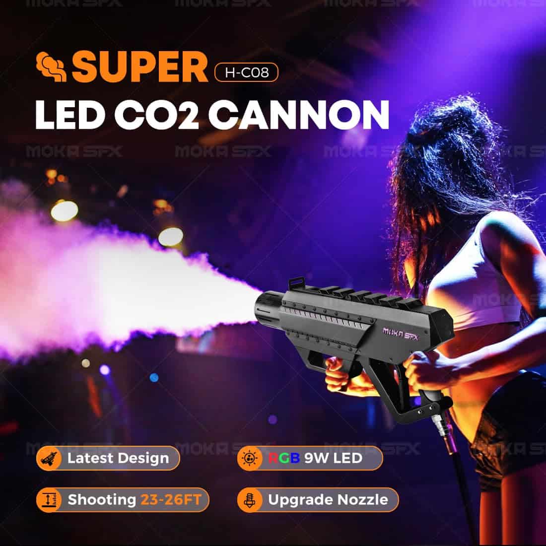 Cañón de CO2 MOKA SFX portátil con luces LED Máquina de - Imagen 3