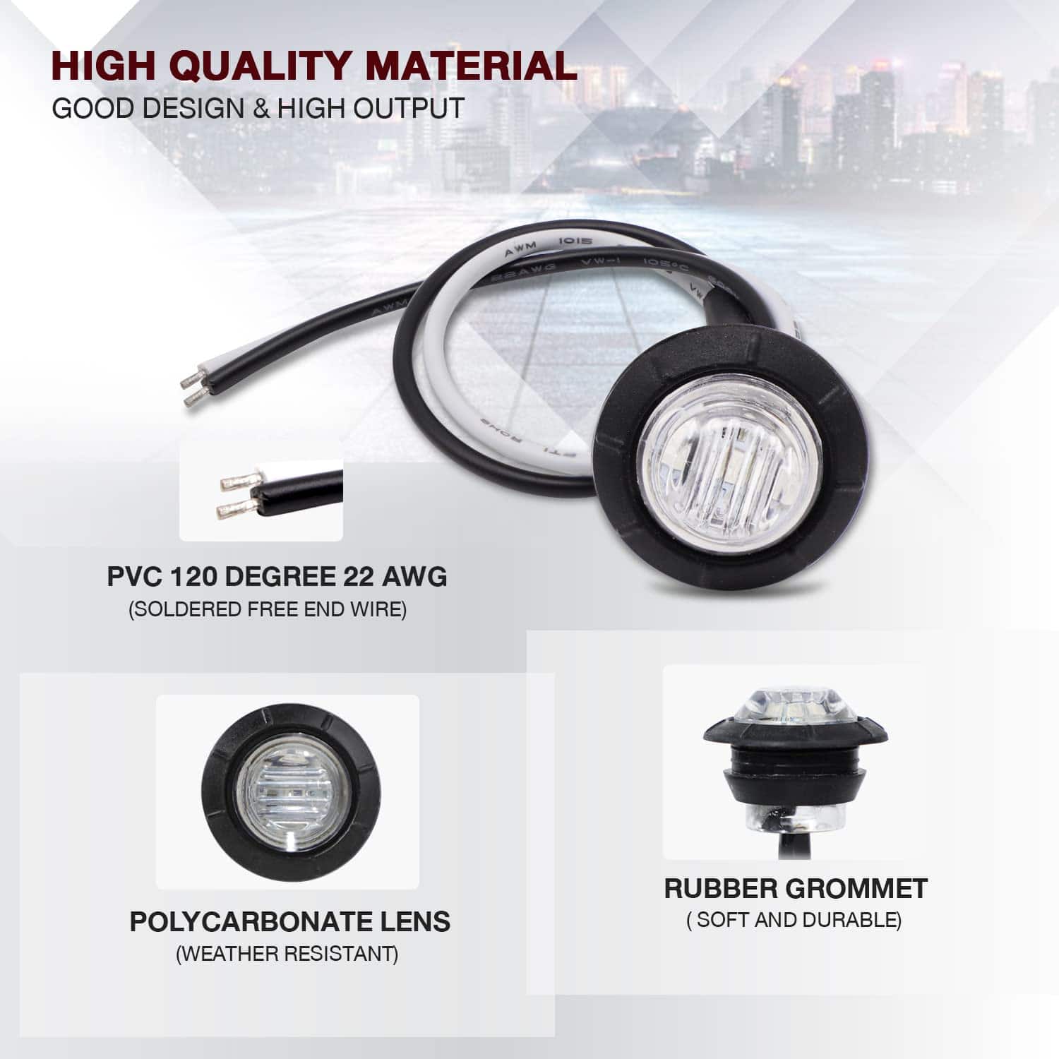 100 Pcs 3/4 Pulgadas Lente Clara Luz Roja 3 LED Marcadores - Imagen 4