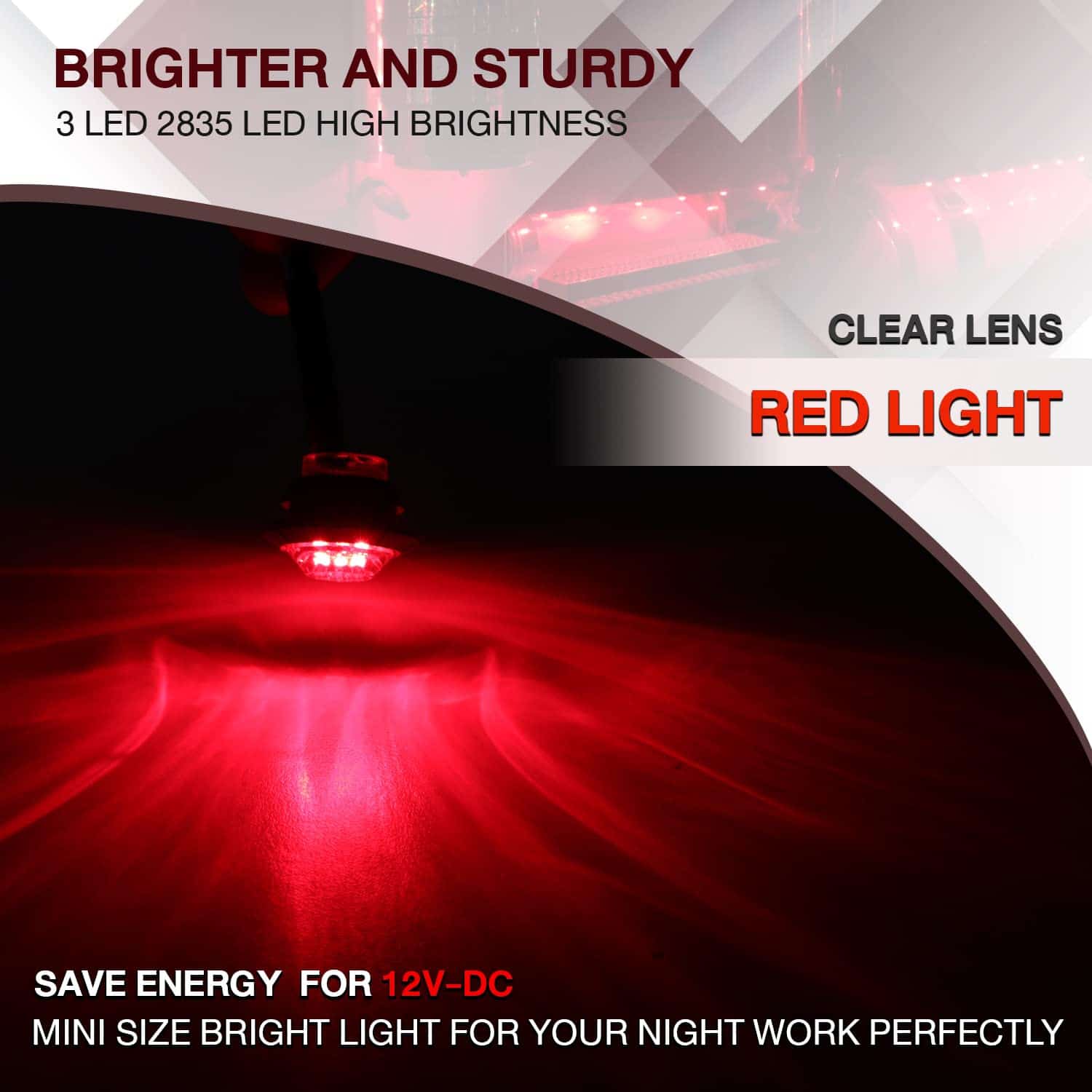 100 Pcs 3/4 Pulgadas Lente Clara Luz Roja 3 LED Marcadores - Imagen 6