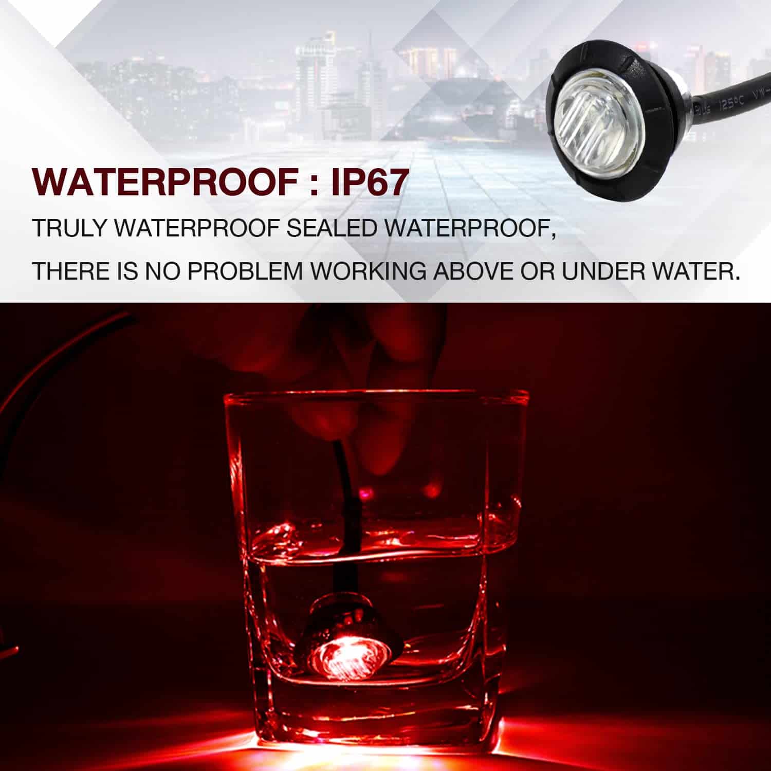 100 Pcs 3/4 Pulgadas Lente Clara Luz Roja 3 LED Marcadores - Imagen 7