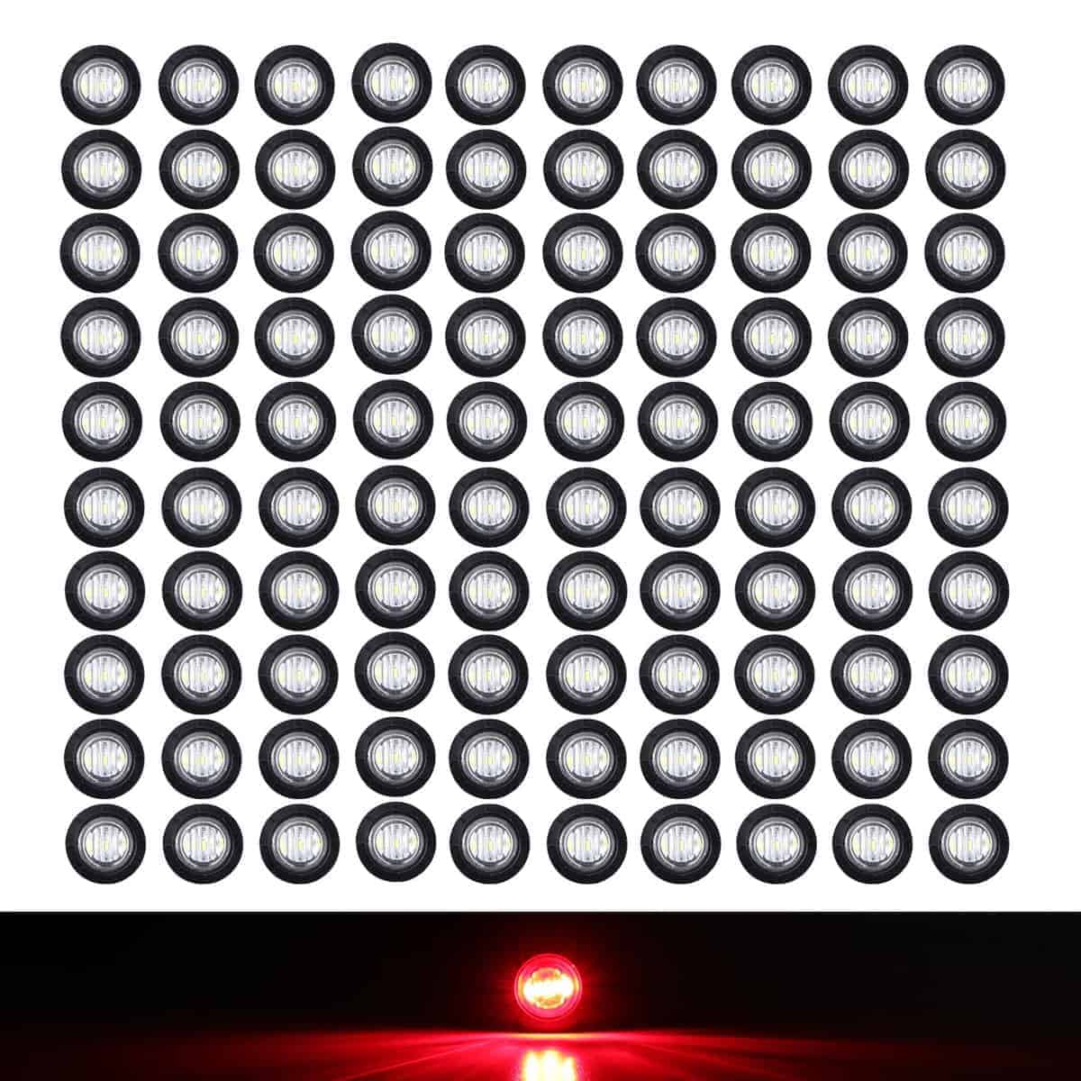 100 Pcs 3/4 Pulgadas Lente Clara Luz Roja 3 LED Marcadores