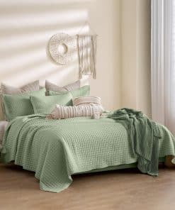 Juego de Edredón de Gofre Sage Maravilloso con Fundas de