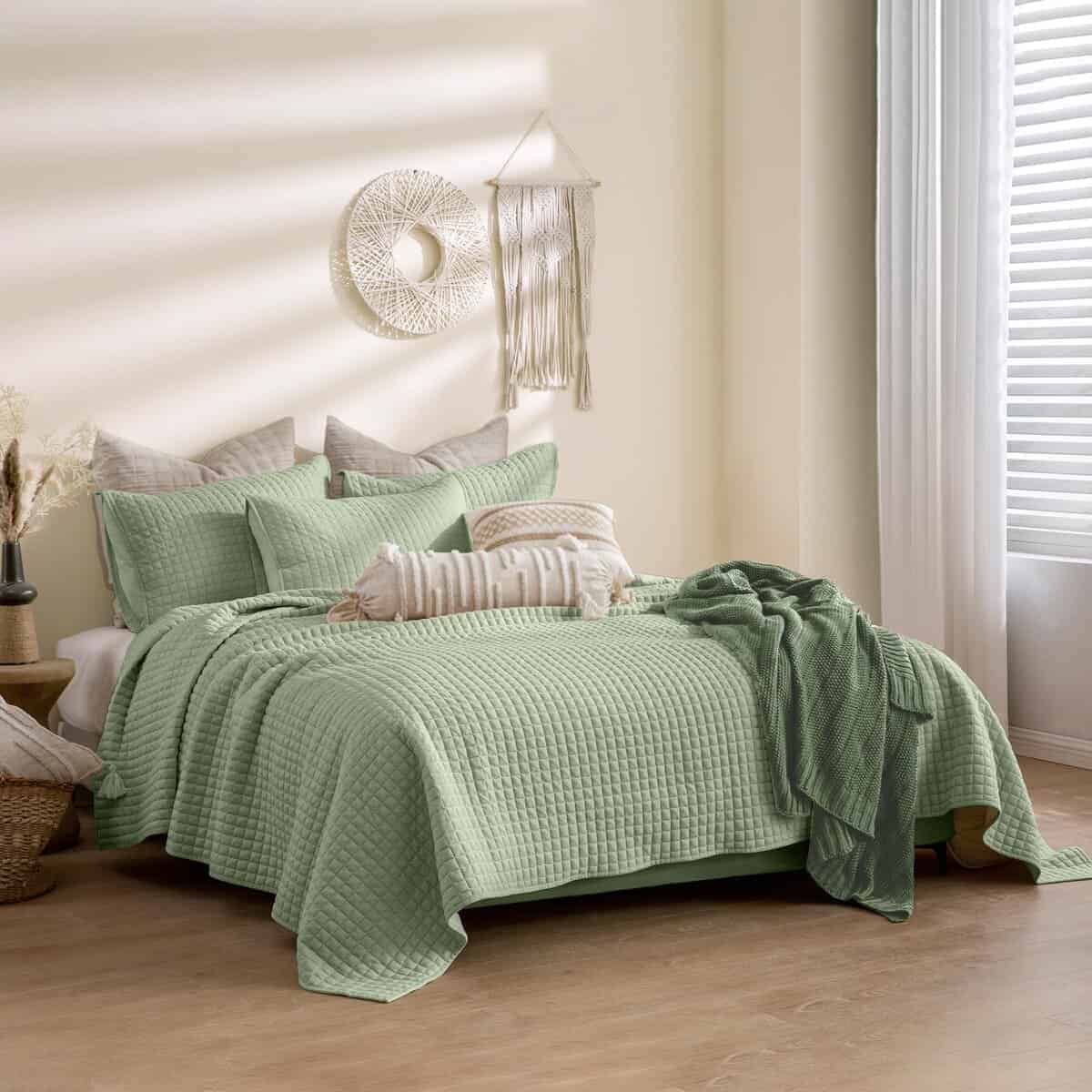 Juego de Edredón de Gofre Sage Maravilloso con Fundas de