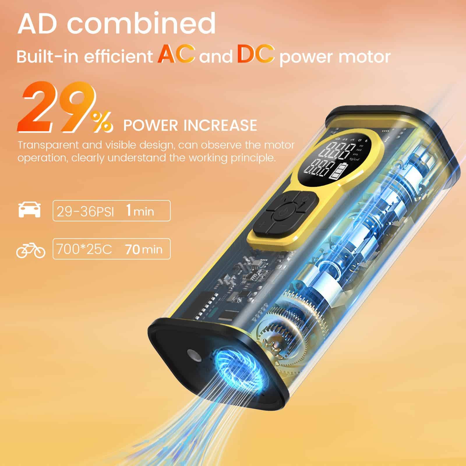 Inflador de neumáticos Compresor de aire portátil,150 PSI - Imagen 3