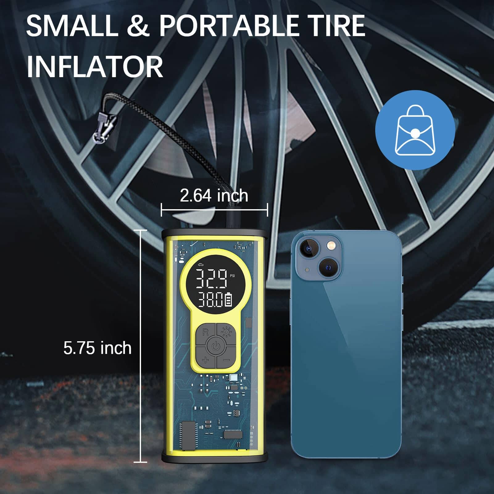 Inflador de neumáticos Compresor de aire portátil,150 PSI - Imagen 10