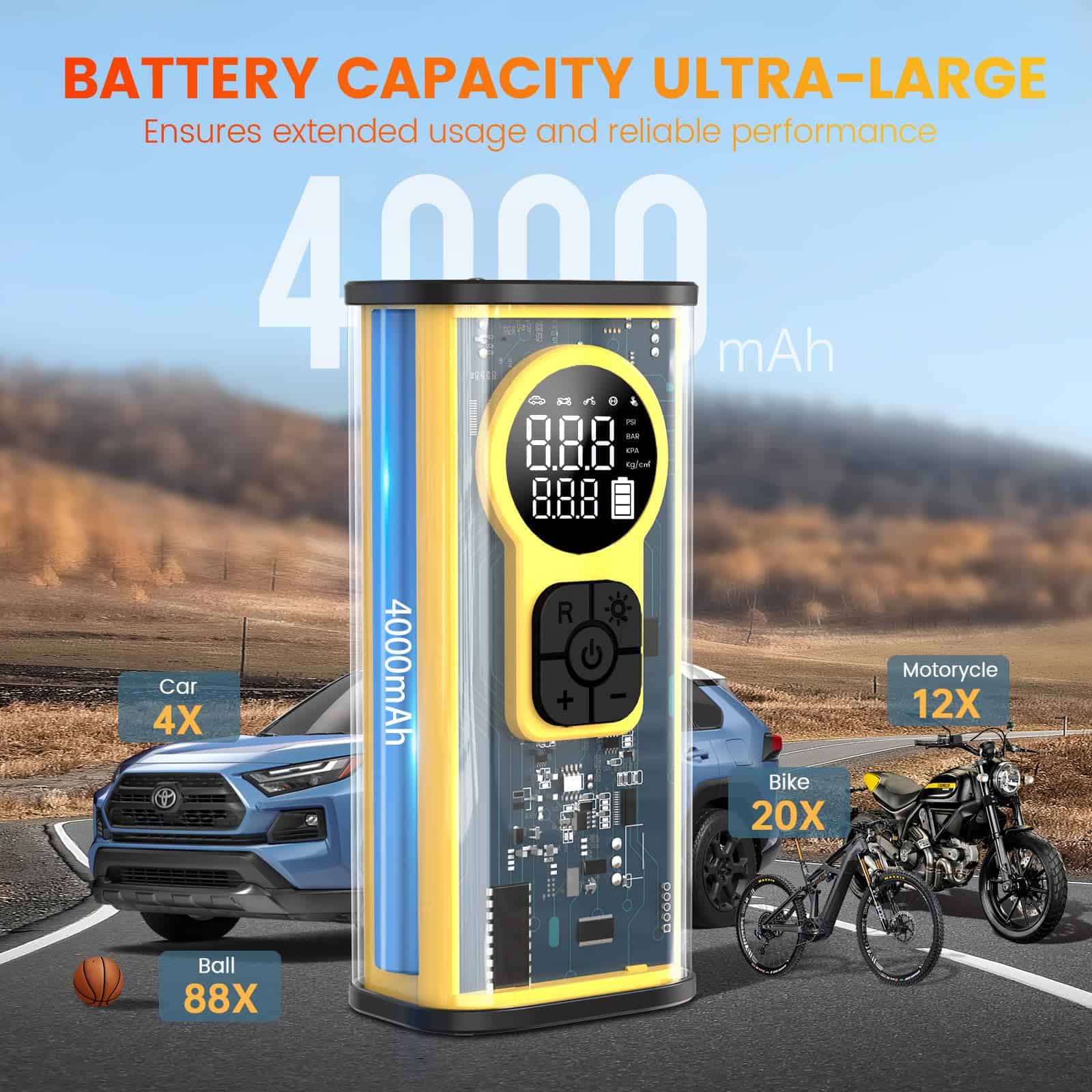 Inflador de neumáticos Compresor de aire portátil,150 PSI - Imagen 4