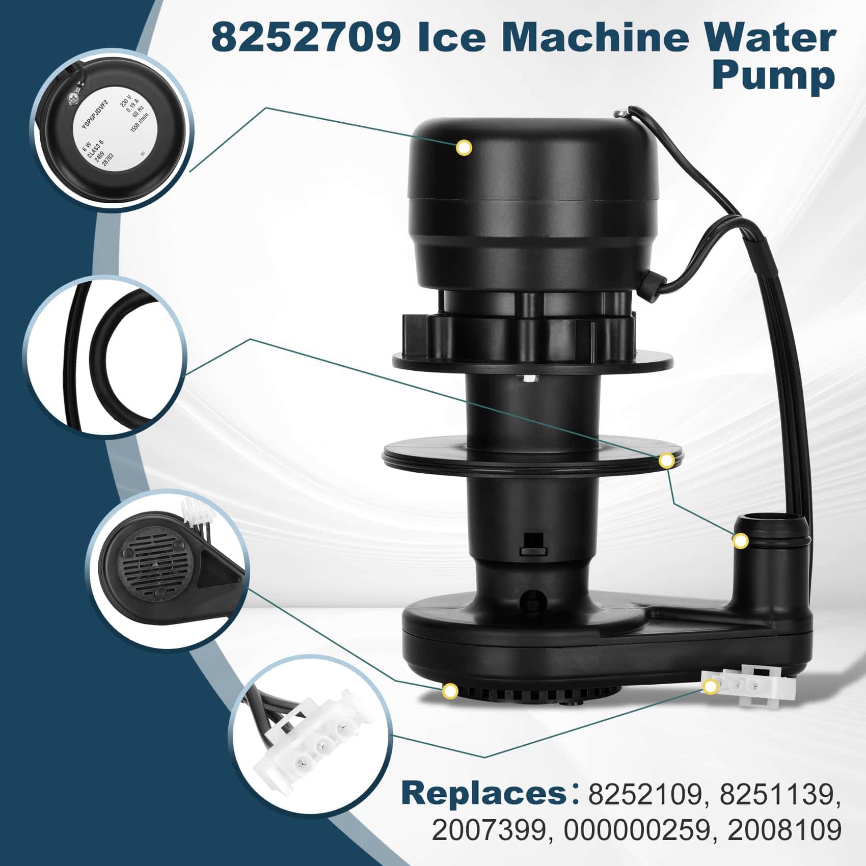Bomba de agua para máquina de hielo 8252709 230 voltios, - Imagen 3