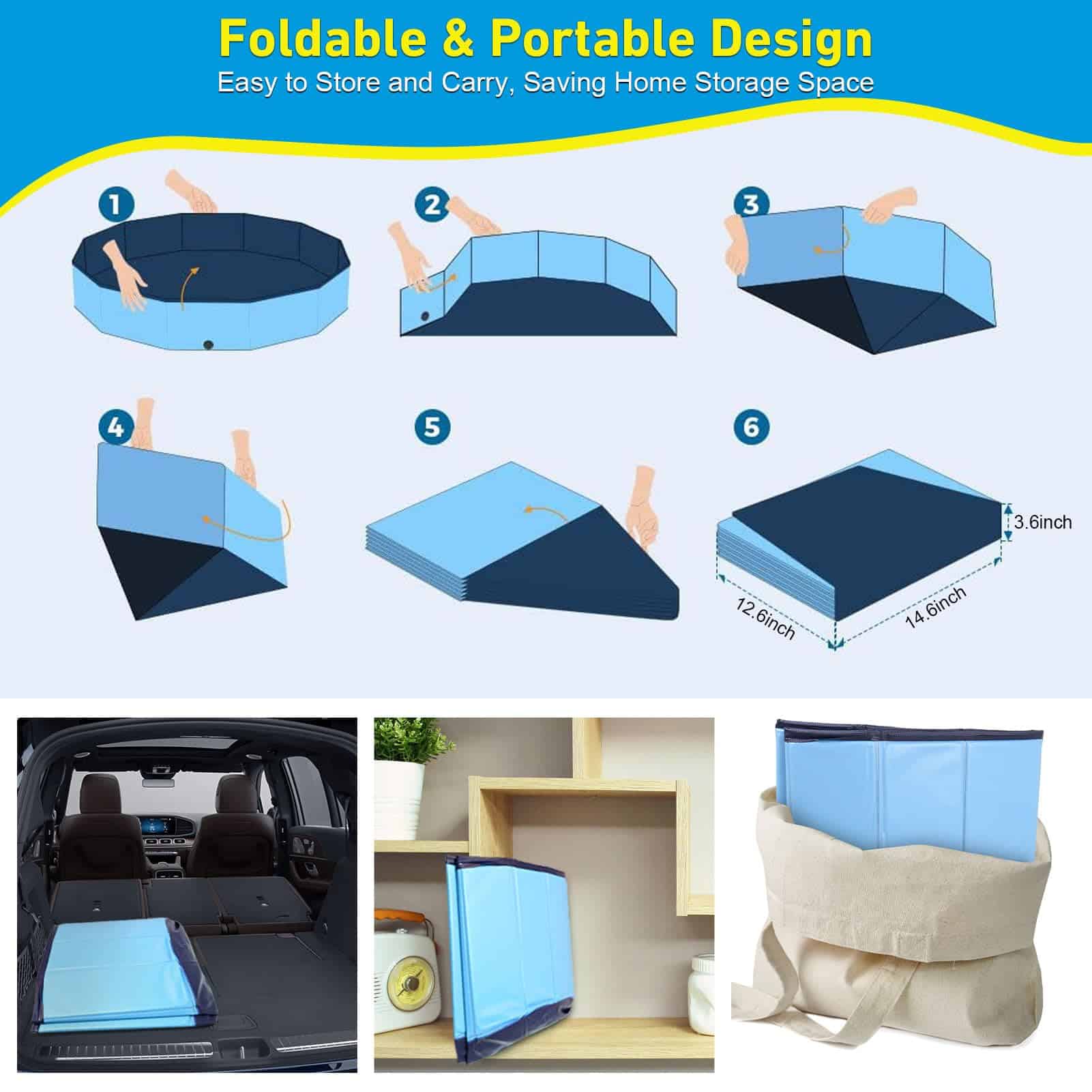 Piscina Plegable para Perros, Bañera Portátil para Mascotas - Imagen 6