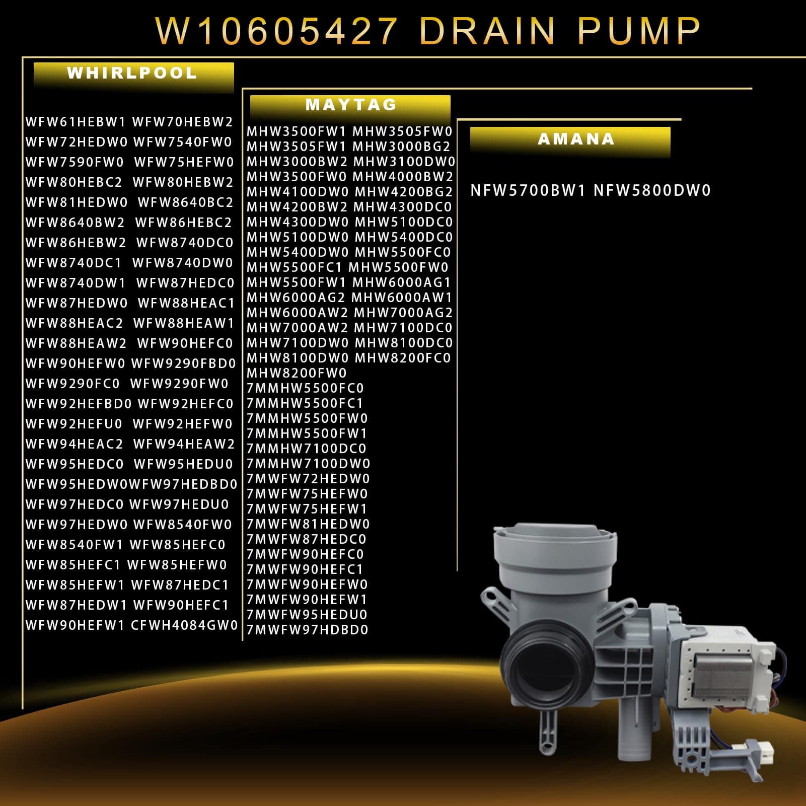 Bomba de desagüe de lavadora de repuesto 2024 Upgrade - Imagen 3