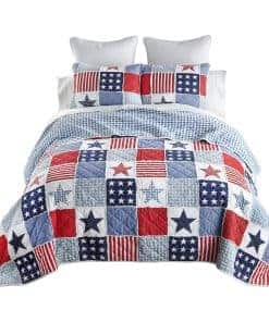 Juego de Ropa de Cama Acolchada con Estrellas y Rayas Donna