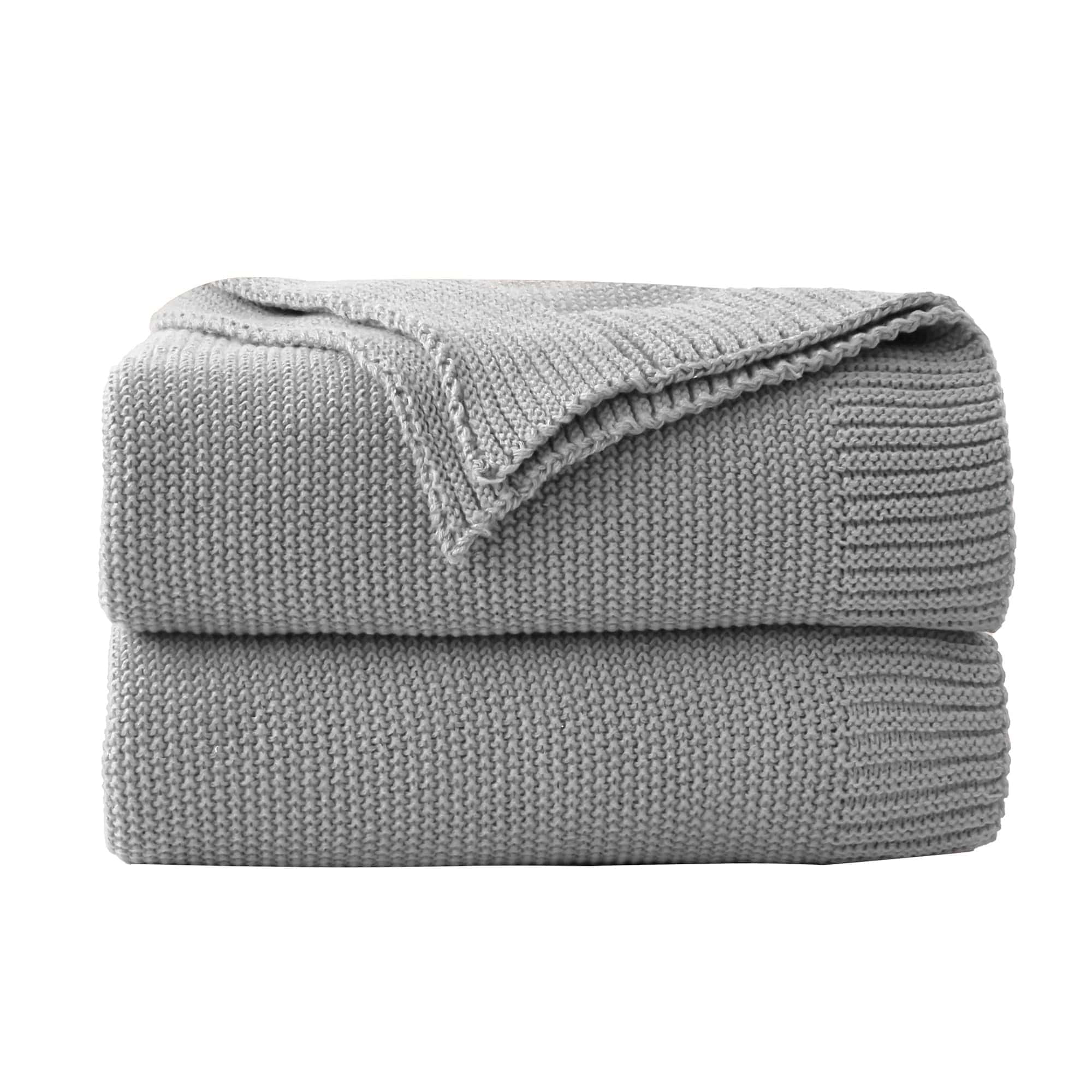 Manta de Punto Grueso Gris Suave y Acogedora para Cama