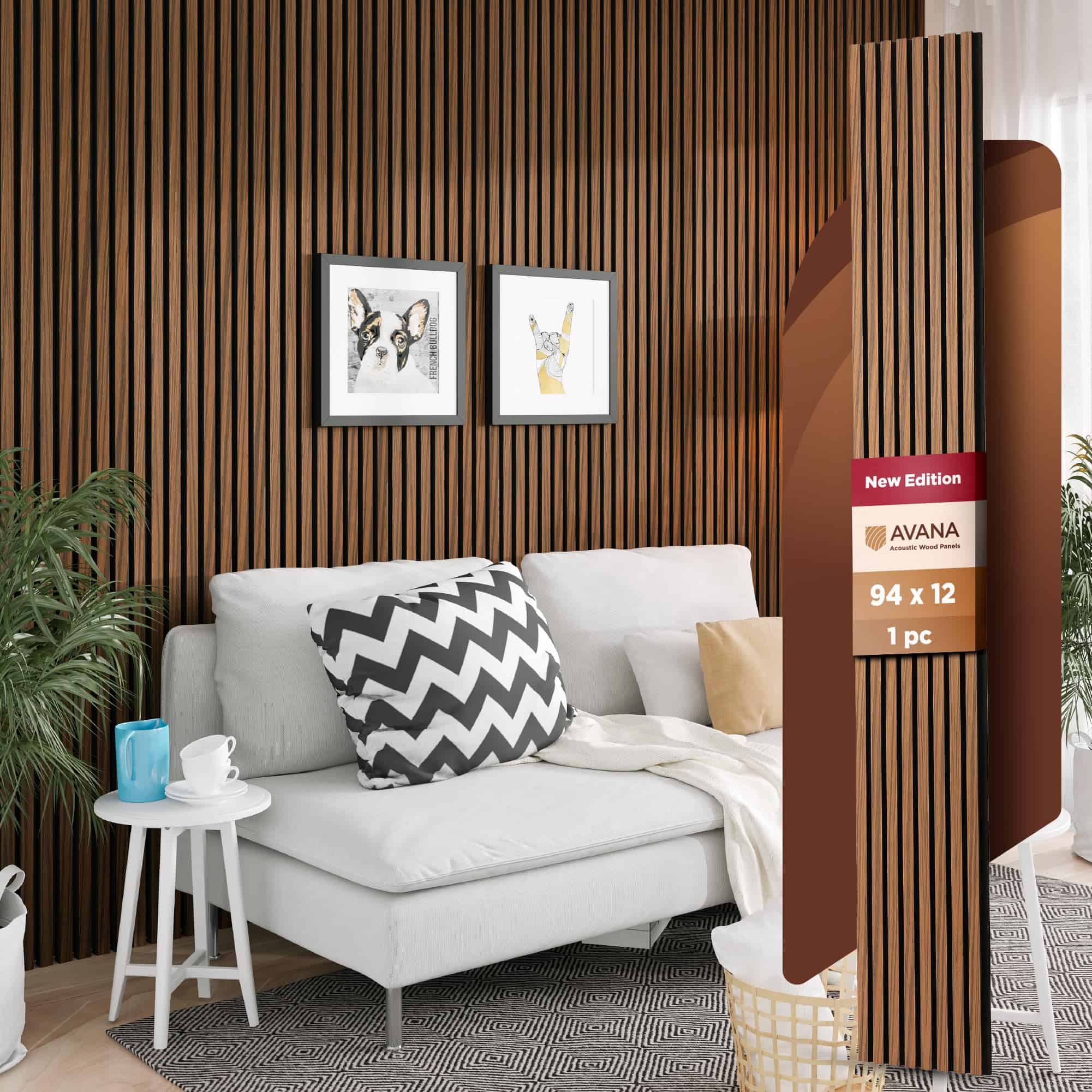 Paneles de Pared Acústicos de Madera de Avana - 94.4 x 12.6