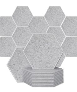 QINGFANGLI 12 Pack Paneles Acústicos Hexagonales -Gris Plata