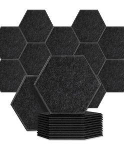 QINGFANGLI 12 Pack Paneles Acústicos Hexagonales -Negro Ahum