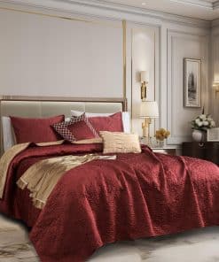 Juego de Colcha de Seda Satinada de Lujo de 5 Piezas para