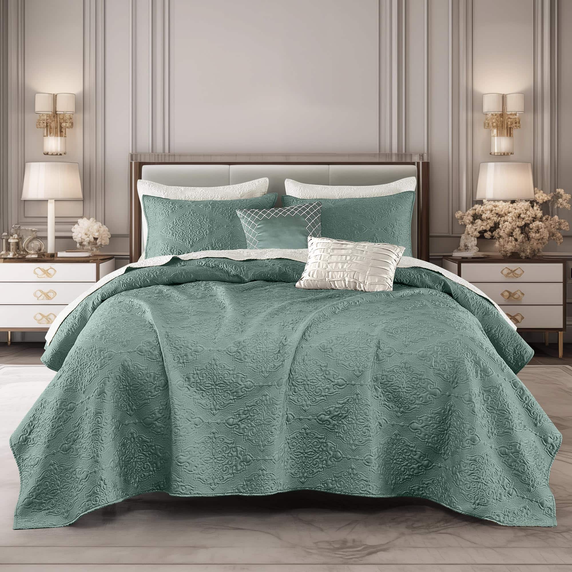 Juego de Edredón de Seda Satinada Maravillosa 5 Pzas de