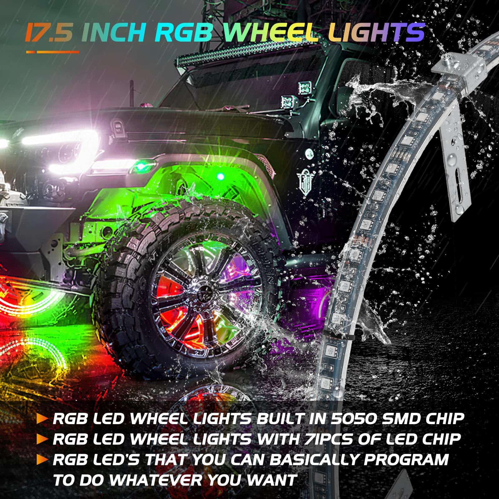 Nilight 4PCS 17.5pul LED Wheel Ring Lights RGB con APP y - Imagen 7