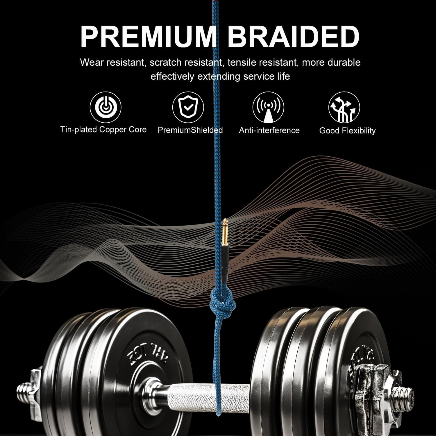 Cable de Guitarra Corson 6.35mm Mono Macho a Macho Chapado - Imagen 4