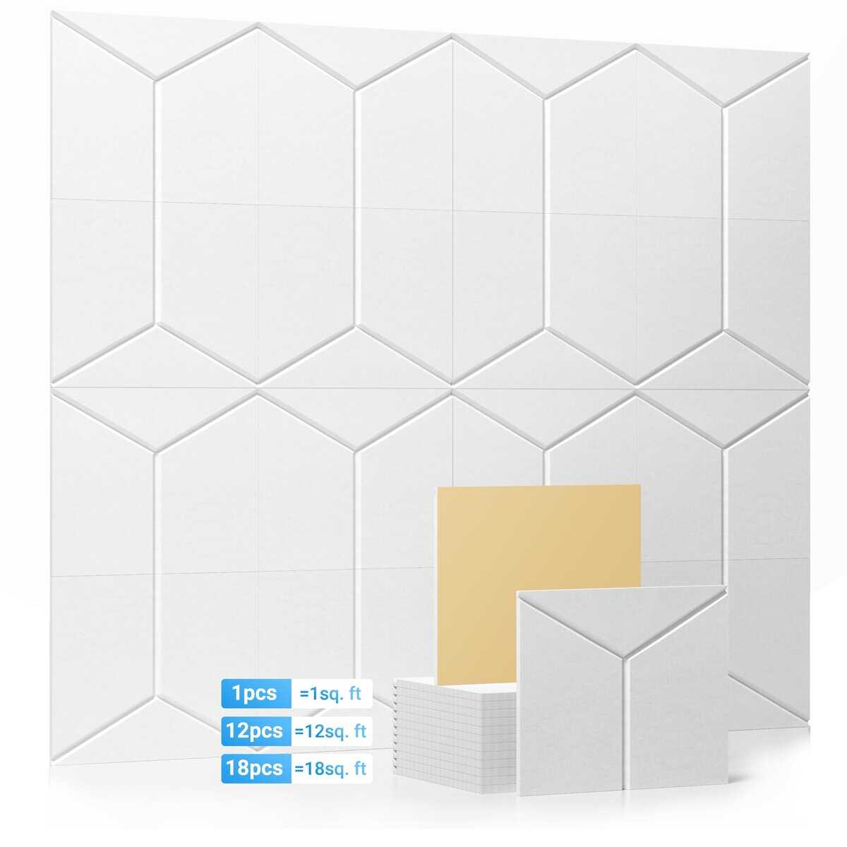 Paneles acústicos blancos Kuchoow, paneles autoadhesivos