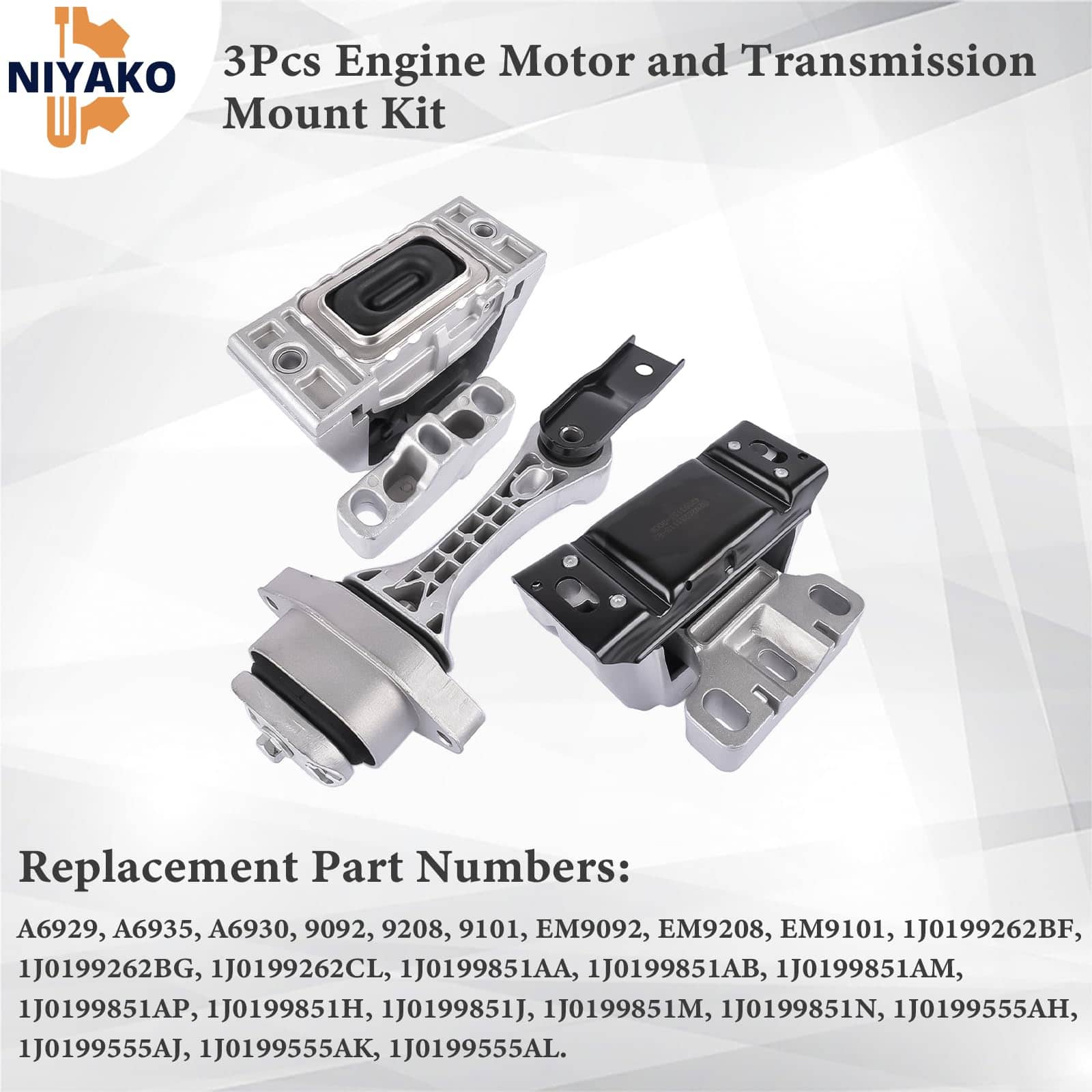 Kit de 3 Piezas de Soporte de Motor y Transmisión Niyako, - Imagen 4