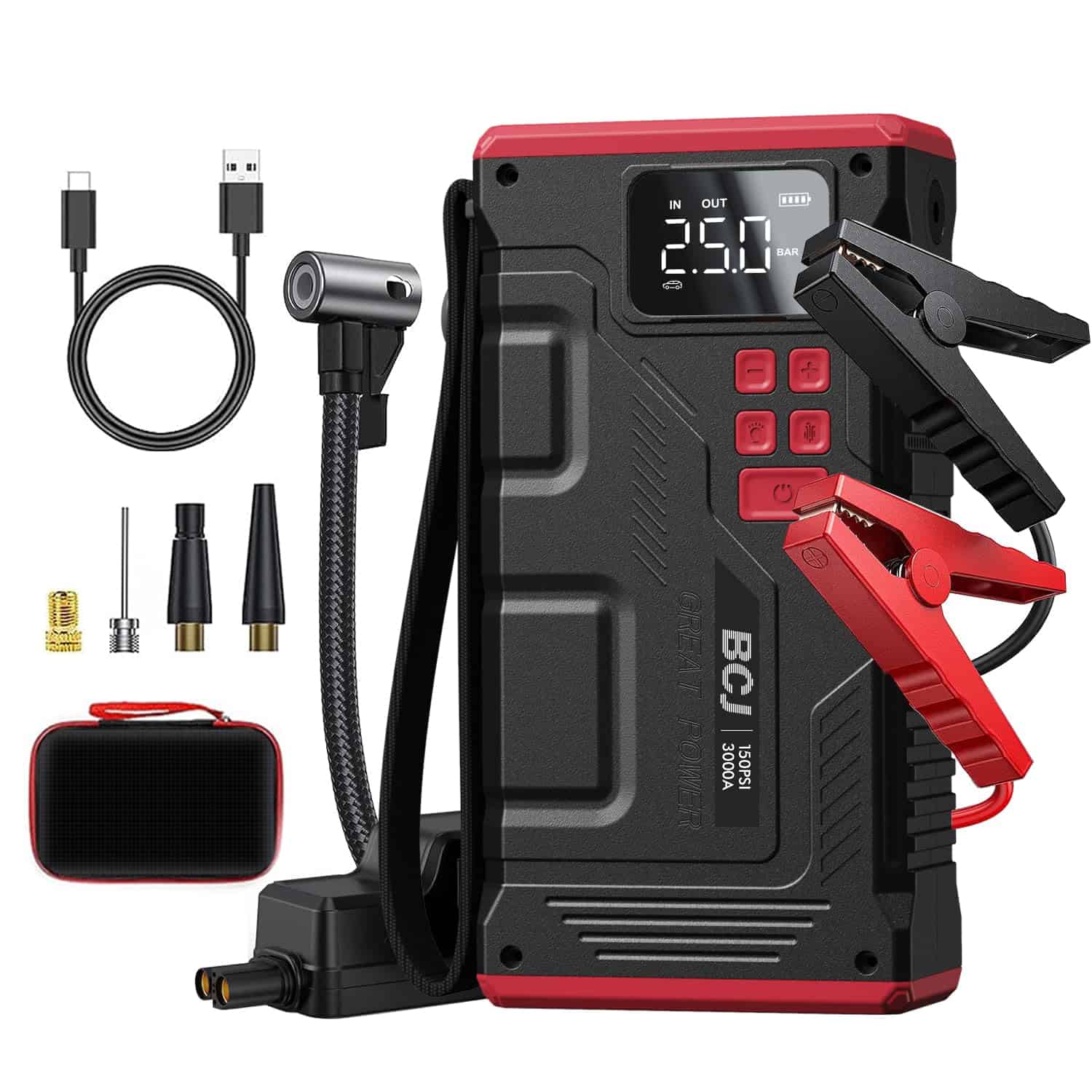 BCJ 2024 Nuevo Arrancador de Coche con Compresor de Aire,