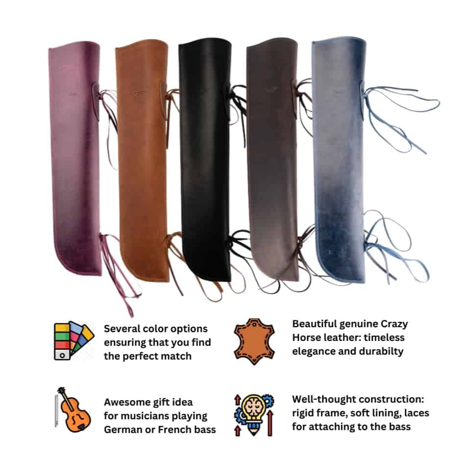 Porta arco para contrabajo en cuero Crazy Horse GENUINO - Imagen 7