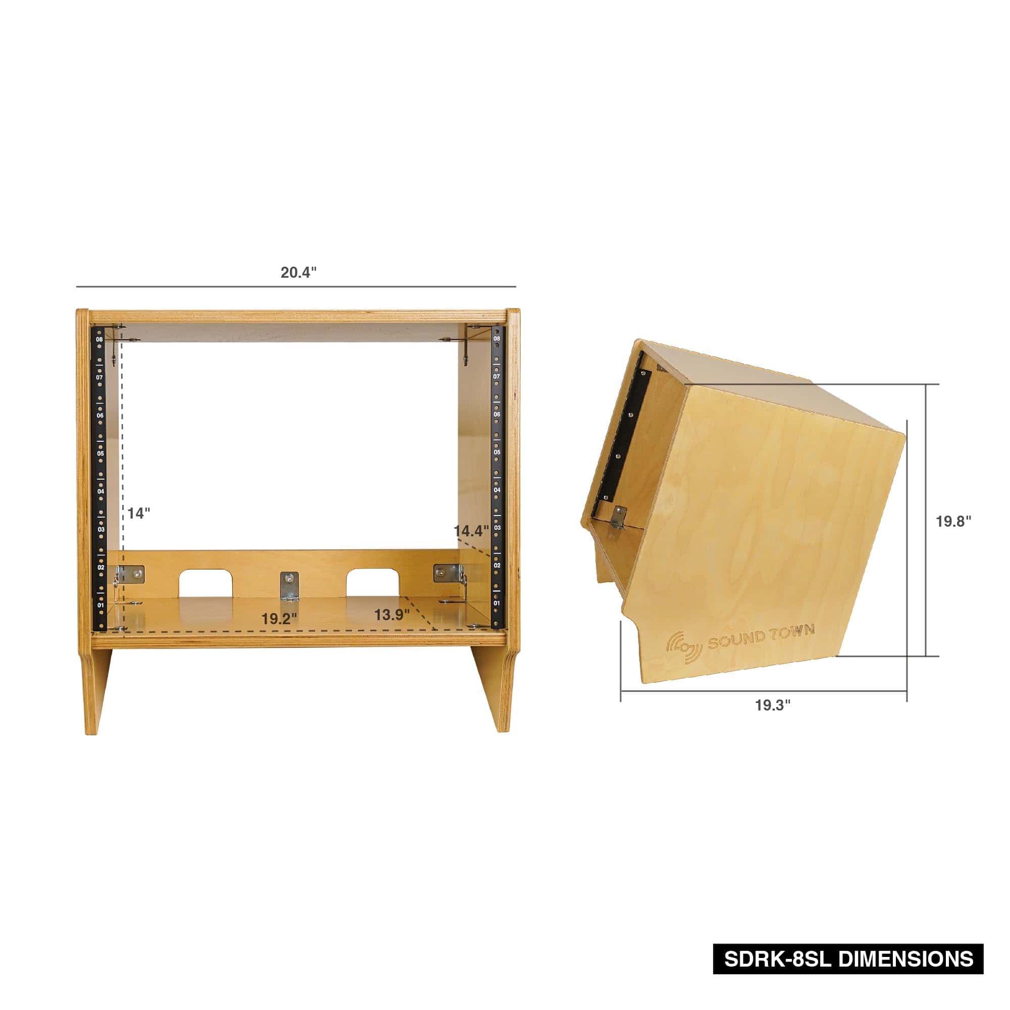 Sound Town DIY 8U Angled Desktop Turret -DRK-8SLB) - Imagen 5