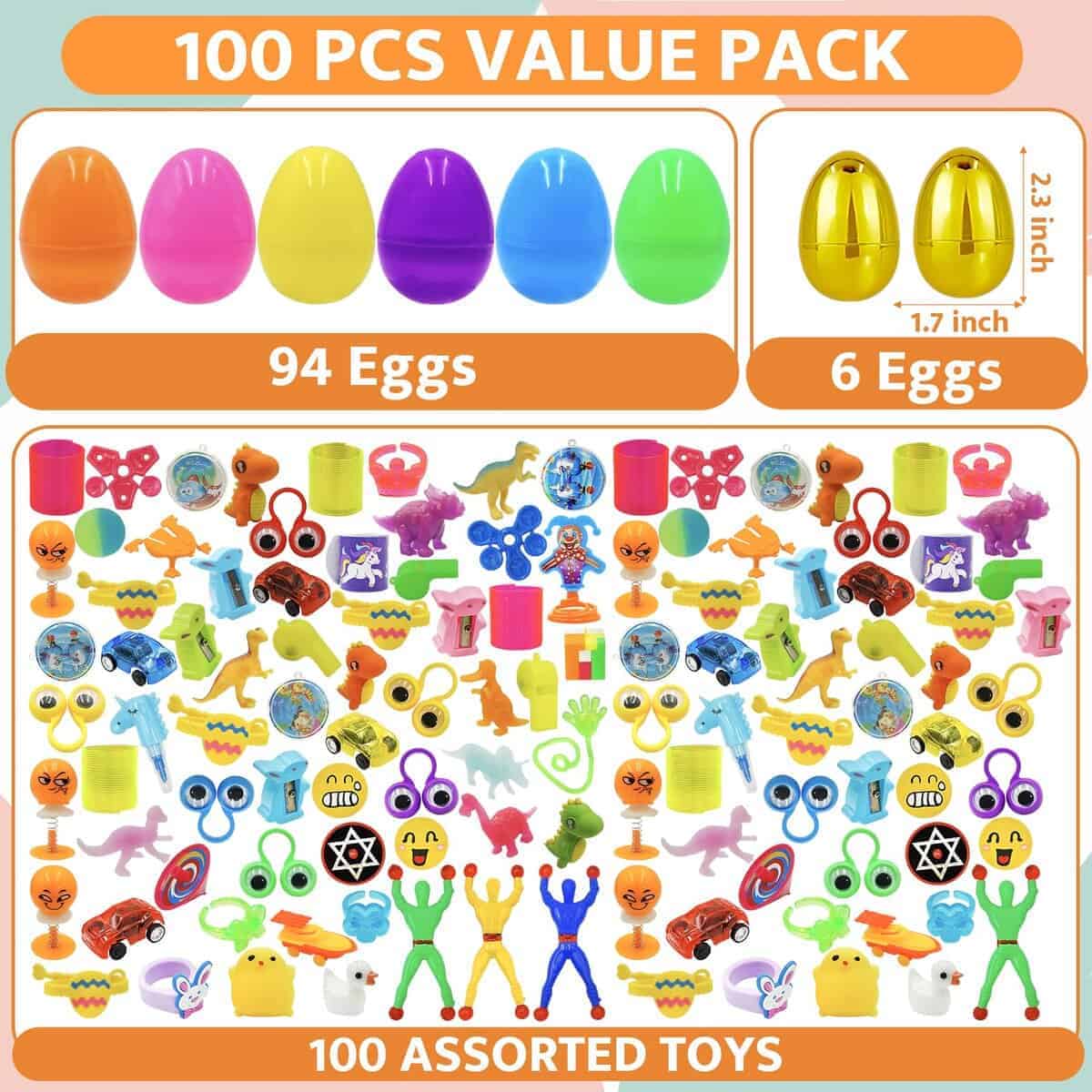 Govetom 100 PCS Huevos de Pascua Rellenos con Juguetes - Imagen 7