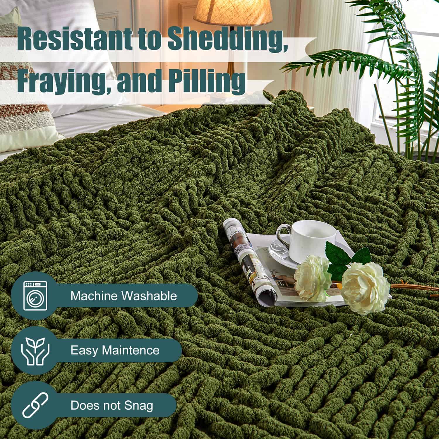 Manta de Punto Grueso Ivellow, 100% Manta de Punto a Mano - Imagen 6