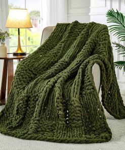 Manta de Punto Grueso Ivellow, 100% Manta de Punto a Mano