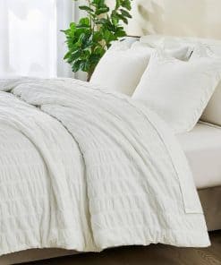 Juego de edredón Vintage Comfort King -Blanco fresco