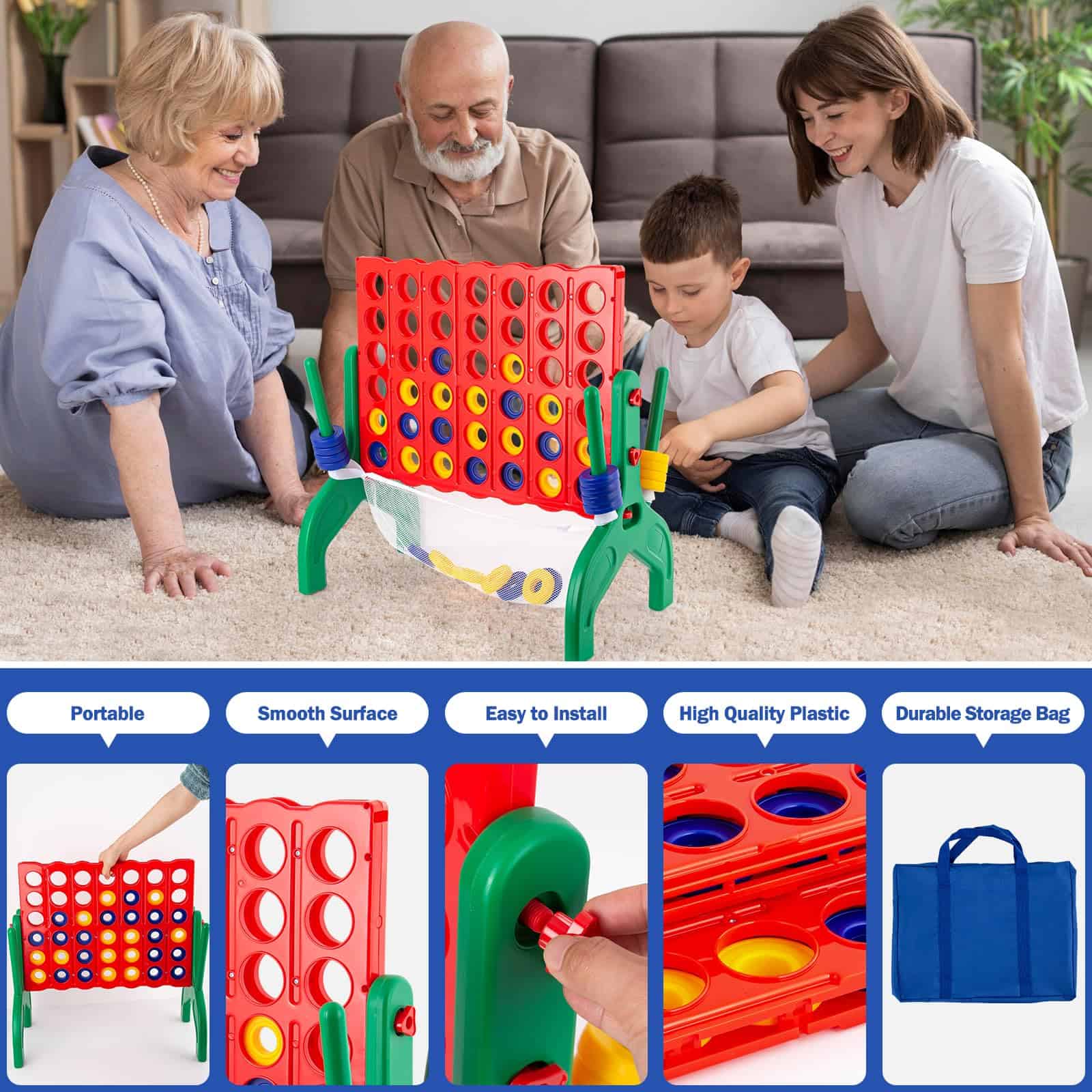 Juego Qrooper Connect, 1.9 Pies 4-en-Linea Juego de Fiesta - Imagen 10