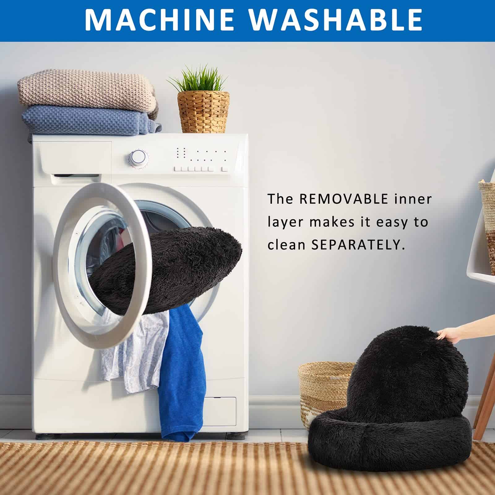 Cama Redonda Lavable para Perros Grandes, Cama Donut para - Imagen 6