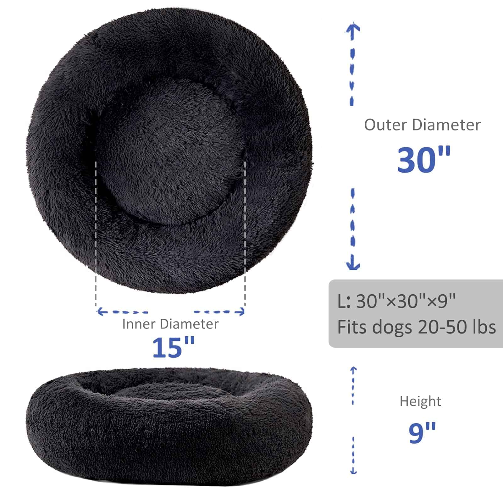 Cama Redonda Lavable para Perros Grandes, Cama Donut para - Imagen 3