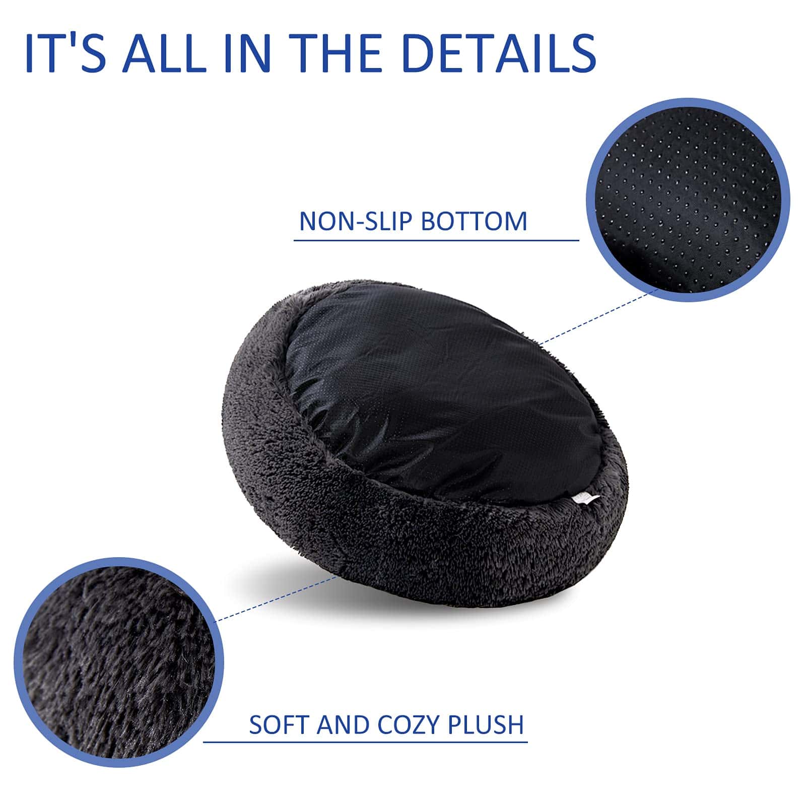 Cama Redonda Lavable para Perros Grandes, Cama Donut para - Imagen 4