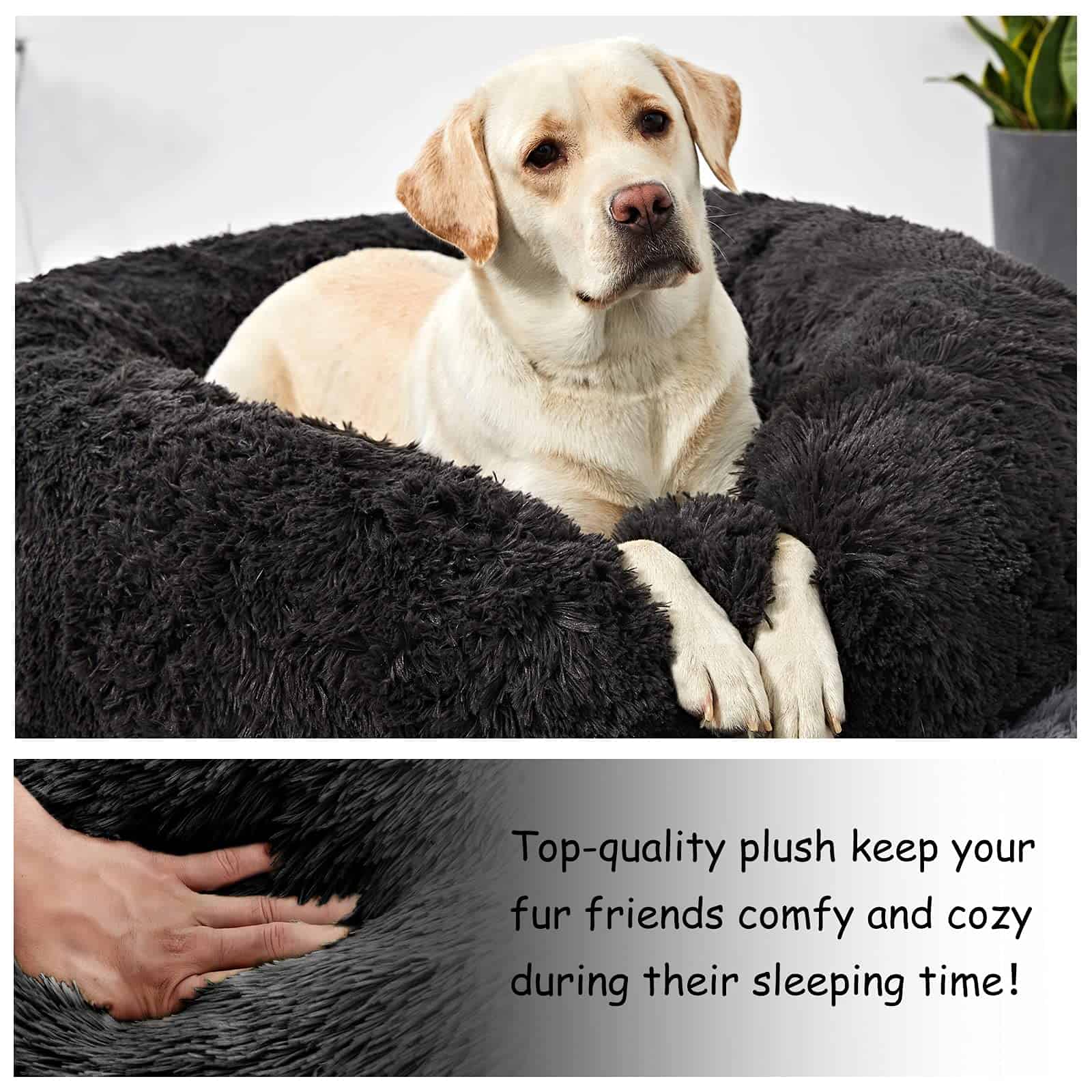 Cama Redonda Lavable para Perros Grandes, Cama Donut para - Imagen 5