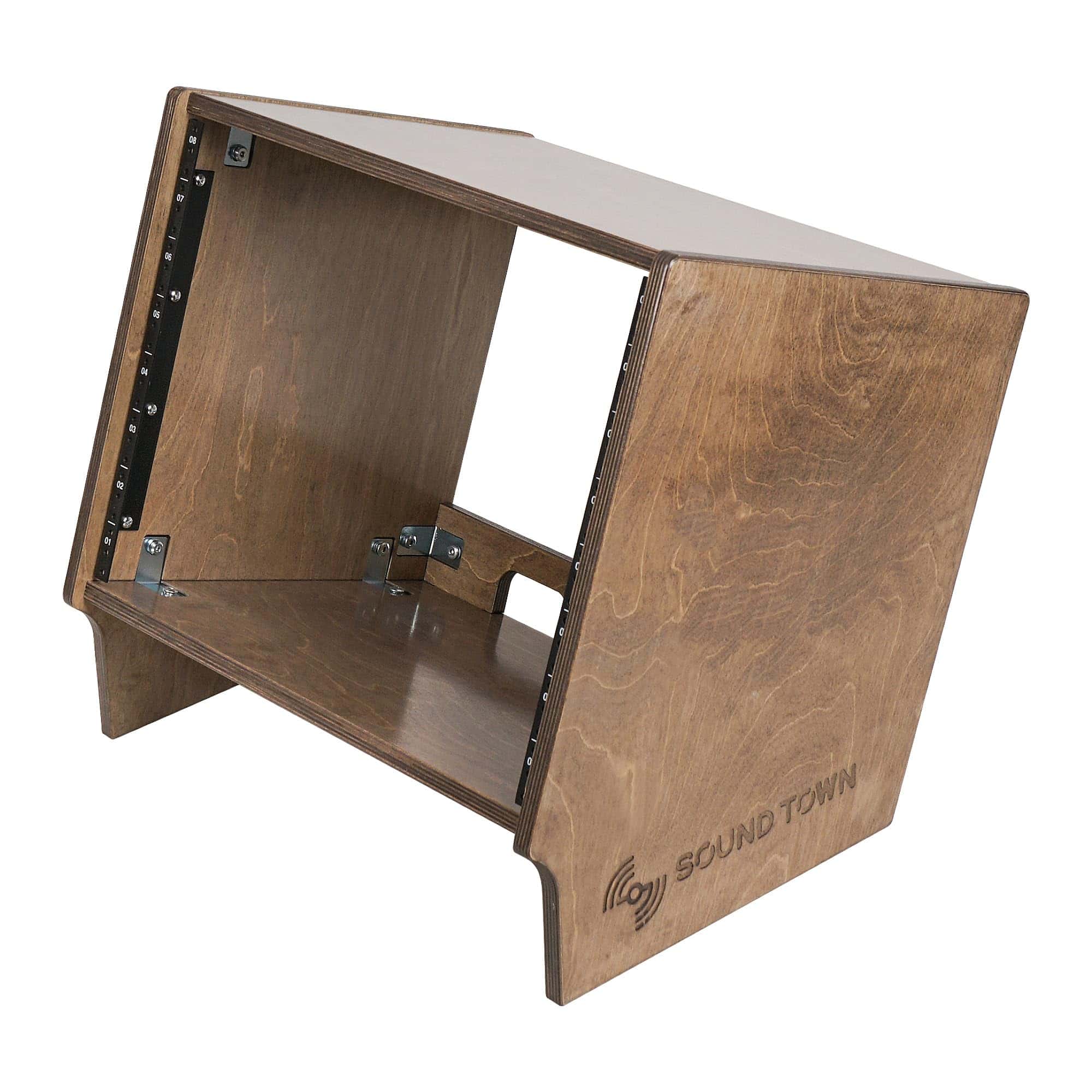 Sound Town DIY 8U Angled Desktop Turret -Brown - Imagen 4
