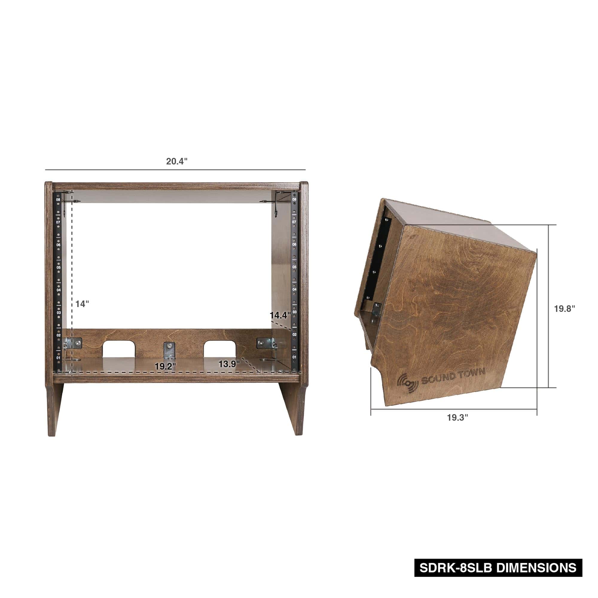 Sound Town DIY 8U Angled Desktop Turret -Brown - Imagen 5