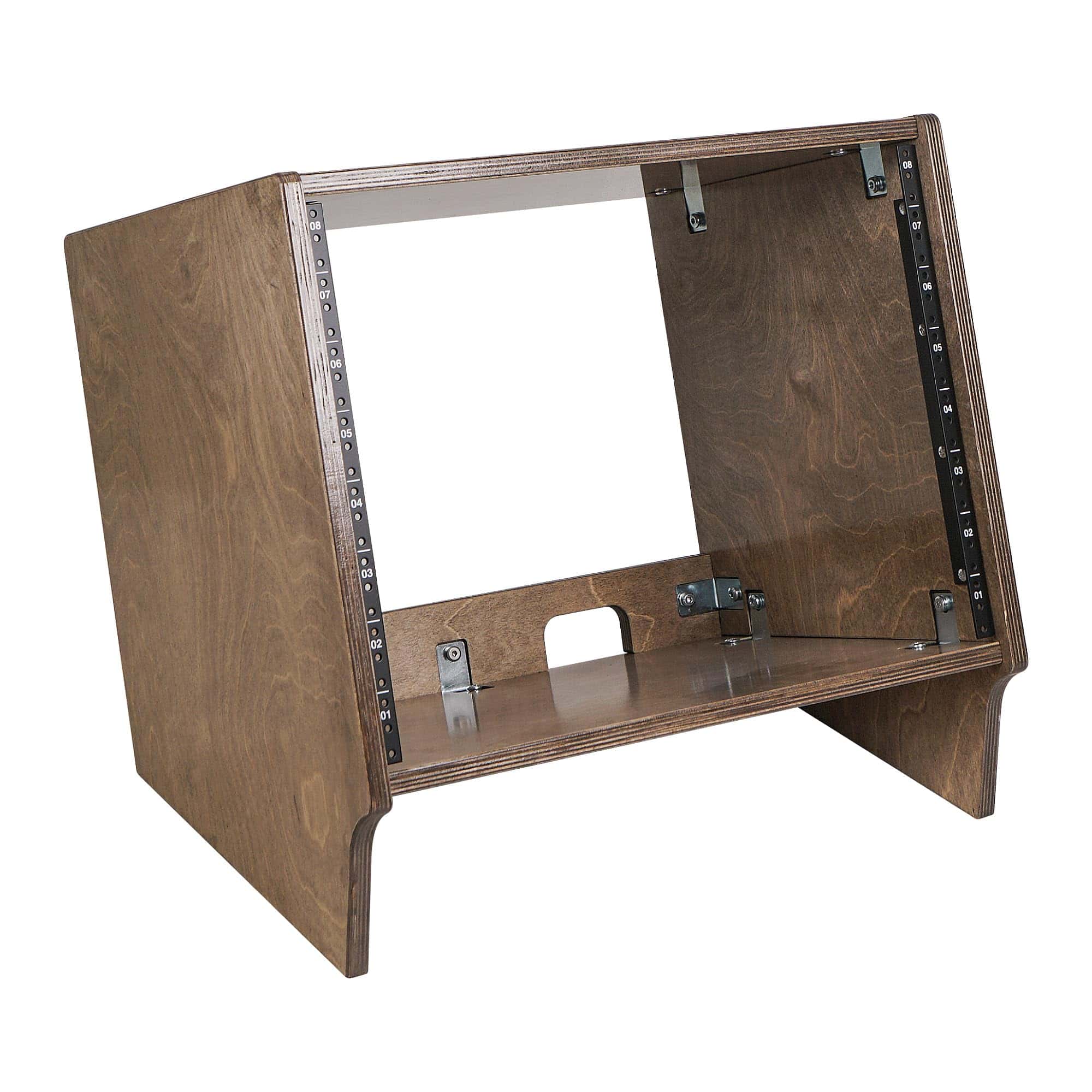 Sound Town DIY 8U Angled Desktop Turret -Brown