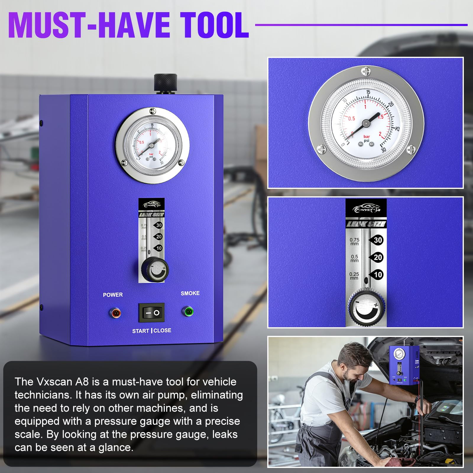 Detector de fugas de humo para automóviles VXSCAN, Probador - Imagen 7
