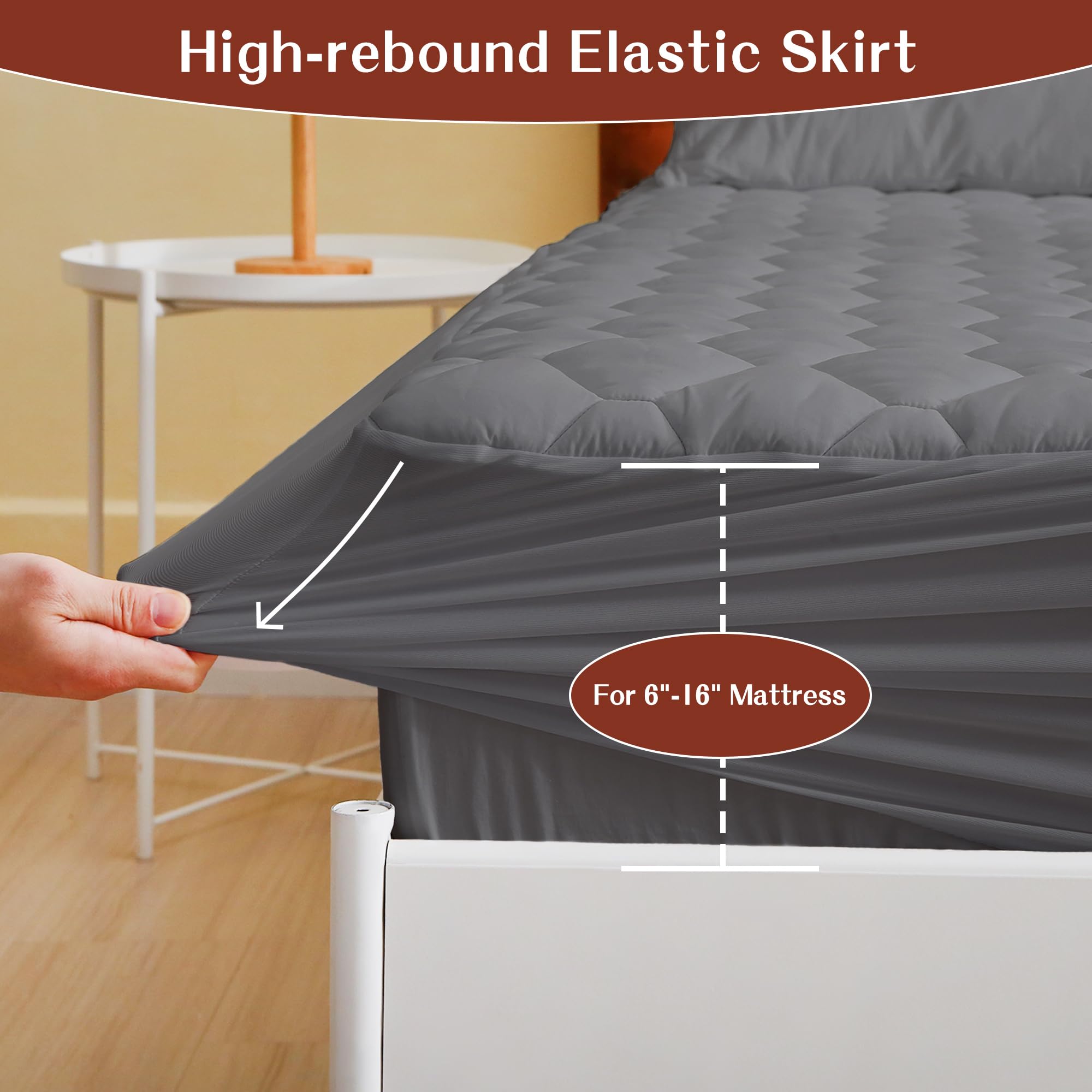 Protector de colchón Queen GOONIK, -Gris - Imagen 6