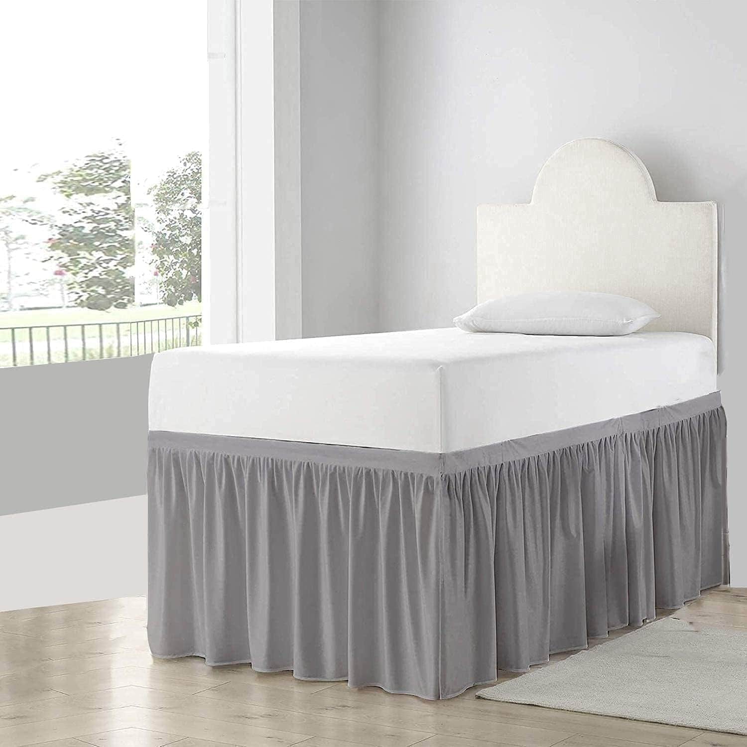 Faldón de Cama para Dormitorio de Algodón - Silver Grey -