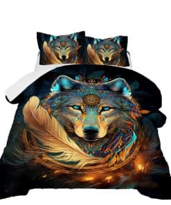 Juego de Ropa de Cama 3D Bohemio Atrapasueños Lobo para
