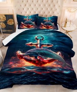 Suncloris Ocean Dolphin Comforter, Juego de Cama Azul con