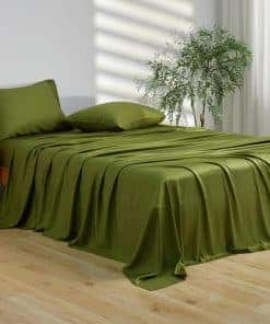 Juego de Sábanas de Bambú 100% Rayón Delynvan Queen Size, 4