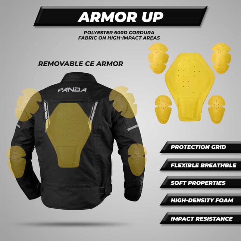 Chamarra de Motocicleta PANDA CYCLE GEAR para -Negro - Imagen 6