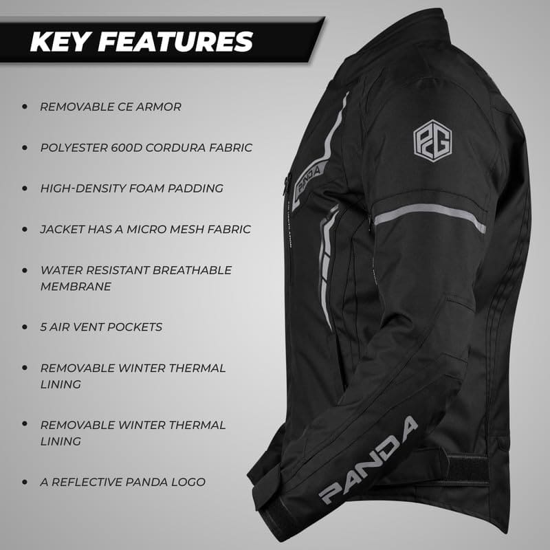 Chamarra de Motocicleta PANDA CYCLE GEAR para -Negro - Imagen 5