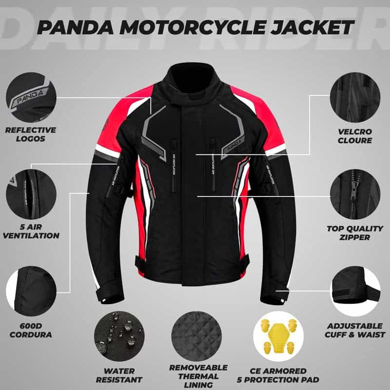 Chamarra de Moto PANDA CYCLE GEAR para -Roja - Imagen 4